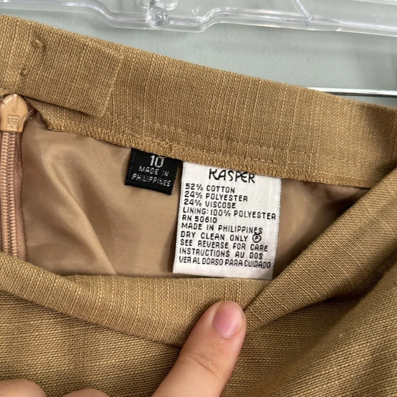 Kasper & Co. Skirt Tan Cotton Blend Maxi Size 10 Lined Fringe Moana - Picture 4 of 7